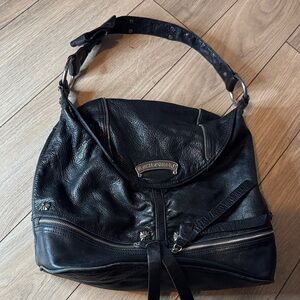 B.Makowsky Black Leather Shoulder Bag